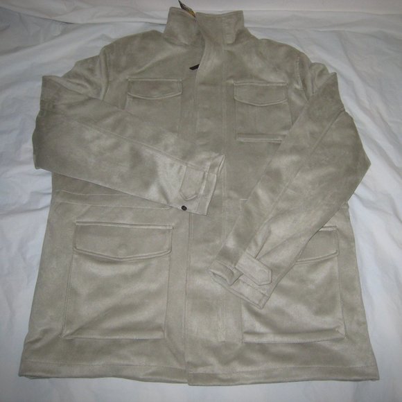 Robert Graham Men's Faux Suede Cargo JacketNickel RGF22R25 Size XL